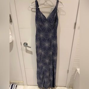 Cachet blue gown with silver glitter detailing size 2